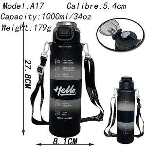 1000ml gradient sport water bottle with straw and portable strap for outdoor fitness