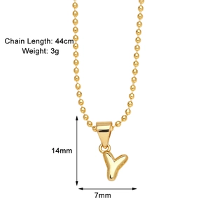 Polished gold letter Y pendant necklace with 44cm chain length and 14mm size details