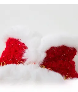 Close-up of dog Tang suit collar featuring red gold silk fabric and white faux fur trim