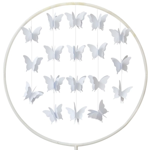 3D gradient butterfly paper garland hanging decoration in white for party backdrop