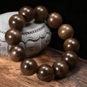 Bracciale di Perline in Legno Naturale Phoebe Zhennan Grani di Preghiera Fatti a Mano Tradizionali per Gioielli Etnici Unisex