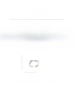 Detail view of wavy irregular ring showing dimensions, copper material and 2.7g weight