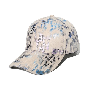 Graffiti tie-dye baseball cap with houndstooth patterns and street style print