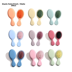 Mini air cushion hairbrushes with elastic lacquer and matte finish in pastel colors