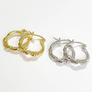 French style S925 silver knot earrings in gold and silver colors for women