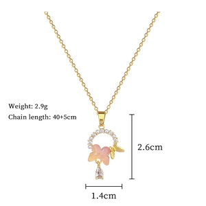 Detailed size specifications for butterfly pearl pendant necklace with zirconia drop
