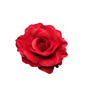 Vibrant red 11cm artificial fabric rose hair clip and brooch for wedding parties