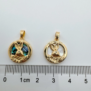 Detailed size measurement of rabbit shell pendants with 18K gold plated finish