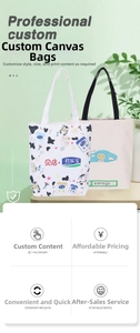 Custom printed canvas tote bags featuring vibrant cartoon frog and mushroom patterns