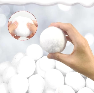 Close-up of soft artificial white snowballs showing plush texture and high elasticity