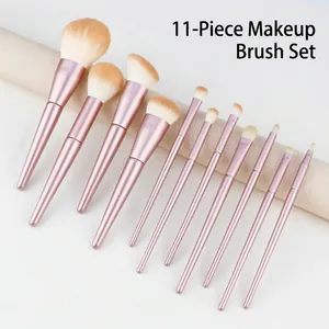 11-teiliges Make-up-Pinsel-Set mit roségoldenen Griffen und weichen Duo-Faser-Borsten