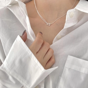 925 Sterling Silver Necklace Minimalist U-Shaped Horseshoe Buckle Pendant Chic Clavicle Chain For Women Jewelry