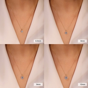 Classic S925 silver crown necklace with 6.5mm to 10mm zircon pendants in gold finish