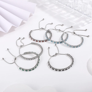 Adjustable titanium steel tennis bracelets with colorful zircon stones in six vibrant shades