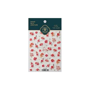 3D vintage red rose and letter nail stickers TS-3732 with floral letter designs