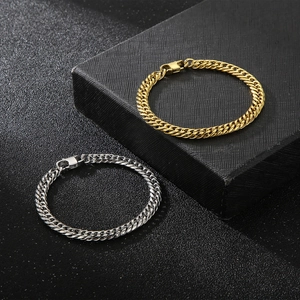 Sleek gold and silver stainless steel curb link bracelets with durable lobster clasp