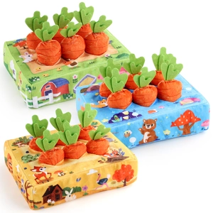 Plush carrot harvest tissue box toy set with cute cartoon animal patterns for babies