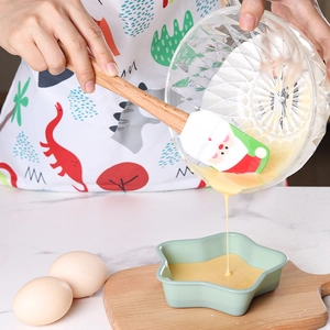 Christmas silicone spatula with wooden handle and Santa Claus design for festive baking