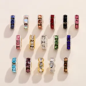 Colorful rhinestone spacer beads for DIY jewelry making in multiple vibrant colors