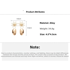Detailed specifications of golden sun flower alloy earrings with 4.5cm size and 34.8g weight