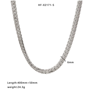 Technical drawing of 6mm silver flat snake chain with 400mm plus 50mm length and weight