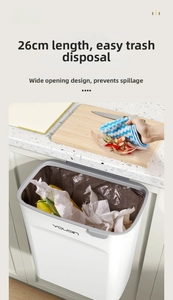 Detail of 26cm wide opening wall-mounted kitchen trash can for easy waste disposal