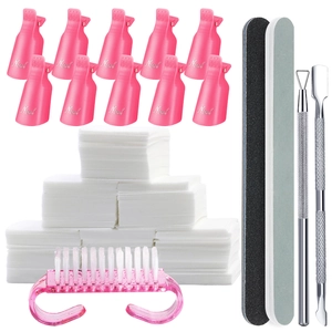 Kit Professionale Strumenti Per Rimozione Smalto Unghie Per Rimozione Gel E Cura Cuticole Con Clip Lime Raschietto Spazzola E Salviette