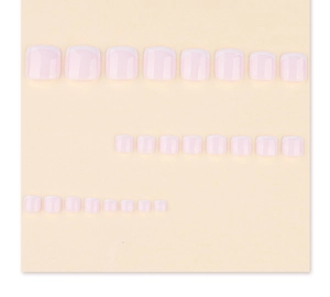 Uñas postizas clásicas francesas para pies en rosa claro con puntas blancas, set de 24 piezas