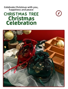 Velvet Christmas gift bags with gold reindeer print and black mesh overlay detailing