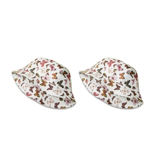 Fashionable butterfly print bucket hat with wide brim for sun protection and style