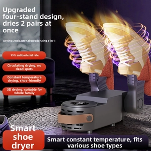 Detail of smart electric shoe dryer with four telescopic brackets and constant heat flow