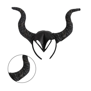Black demon horn headband with silver crack patterns for Halloween cosplay costume party