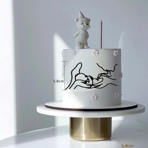 Detail showing 5.8cm height for minimalist acrylic baby shower bear cake topper