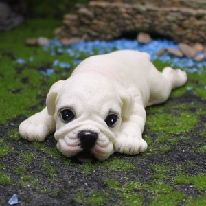 Figurine réaliste de chiot bouledogue anglais en résine pour décoration de tableau de bord