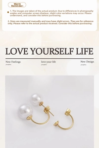 Detailed view of 14K gold-plated C-shaped butterfly earring backs with white pearl accents