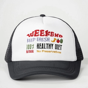 Polyester Trucker Hat Mesh Baseball Cap Adjustable Breathable Sun Protection Weekend Fruit Embroidery Casual Style Outdoors