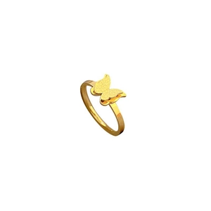 Minimalist double-layered butterfly titanium steel ring with matte and polished finish