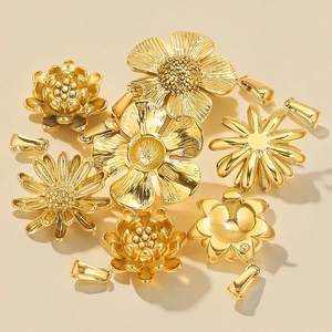 18K gold plated stainless steel floral pendants in various daisy and lotus flower designs