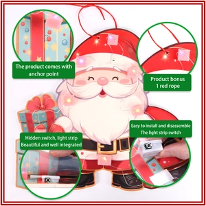 Luminous Santa Claus LED hanging ornament with colorful lights and installation details