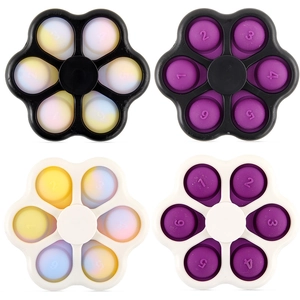 Fidget spinner pop toys in silicone arcobaleno e viola, set di 4 pezzi colorati