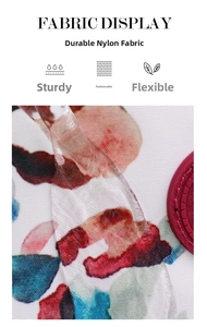 Detail of durable nylon fabric with colorful artistic pattern and robust woven texture