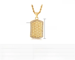 Detailed size chart for the punk stainless steel pendant with crystal accents in gold