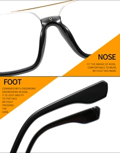 Macro detail of ergonomic nose pads and temples on blue light blocking glasses