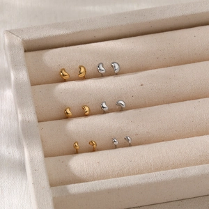 Trois paires de boucles d'oreilles minimalistes en acier inoxydable 316L or et argent
