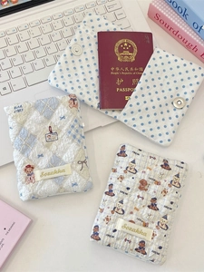 Quilted cotton passport covers with cute cartoon bear and polka dot patterns