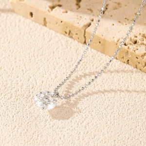 Sparkling 2 carat Moissanite pendant on S925 sterling silver bead chain necklace