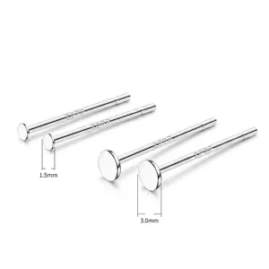 Orecchini a perno in argento S999 da 1.5mm e 3.0mm con finitura lucida a specchio