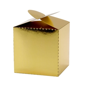 Boîte à bonbons élégante en or miroir en forme de cœur avec fermeture croisée pour mariage