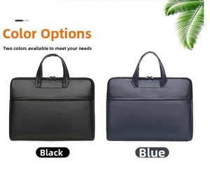 Detail view of water-resistant laptop bags in black and blue with cross-grain texture