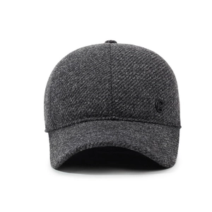 Deep grey winter wool blend baseball cap with warm ear flaps and FS metal emblem